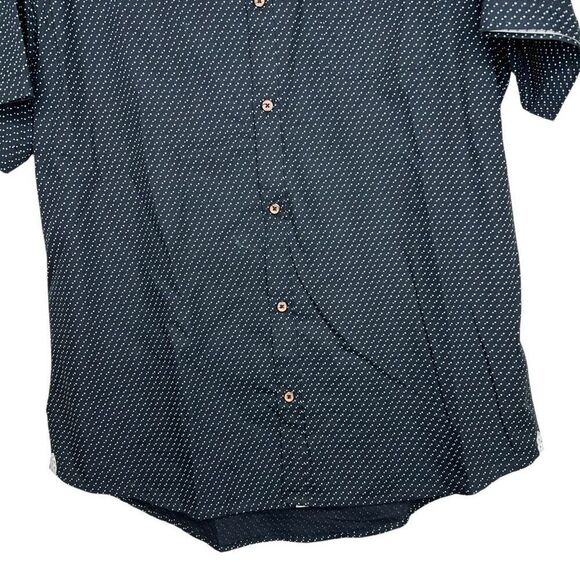 Level Ten Men’s Short Sleeve Button-Up Shirt Black with Dot Print Size XL - Picture 3 of 14